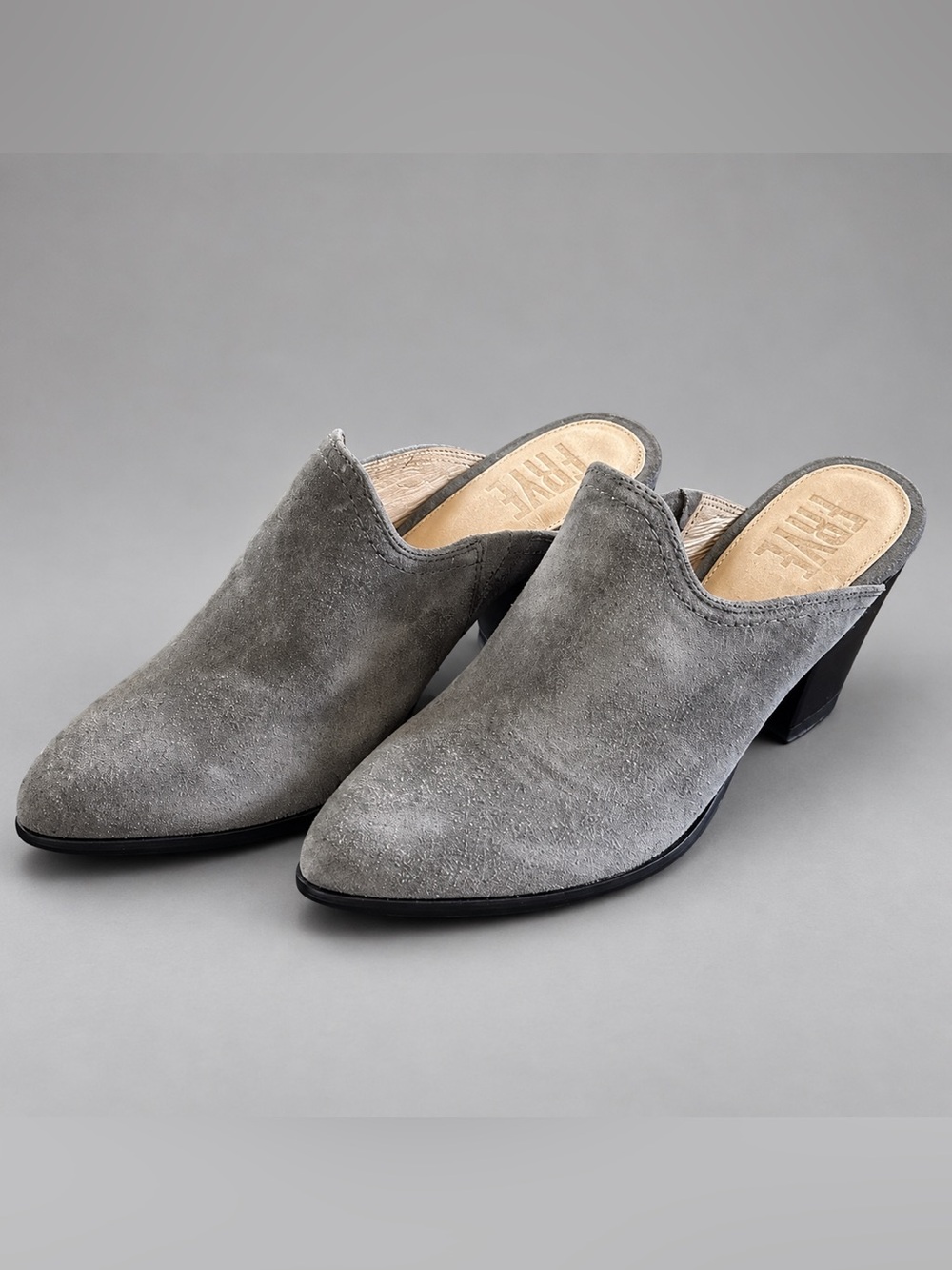 Frye Reed Western Suede Mules Gray Size 8.5 New